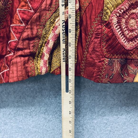 Coldwater Creek Jacket Womens Small Silk Boho Patchwork Embroidered Boho Art - Picture 6 of 6